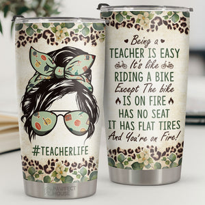 Être enseignant, c'est facile, c'est comme faire du vélo - Tumbler - Appréciation, remise des diplômes, retraite, cadeau de remerciement pour enseignant, cadeau d'enseignant des étudiants