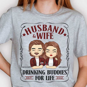 Mari et femme, amis de beuverie pour la vie - Cadeau pour couples, mari et femme - T-shirt unisexe personnalisé, sweat à capuche