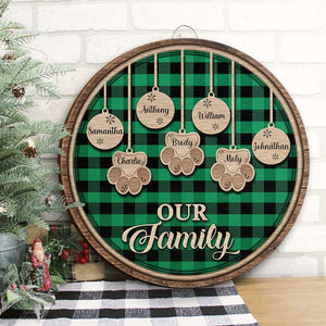 Happy Christmas With Our Family - Personalized Door Sign.