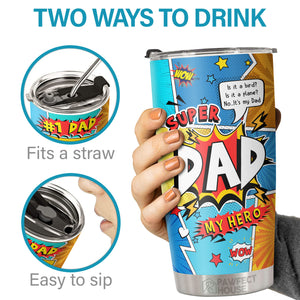 Super Papa, mon héros, papa numéro 1 : Valeurs nutritionnelles - Gobelet - À mon papa, cadeau pour papa, cadeau de la part de sa fille et de son fils, cadeau d'anniversaire pour papa