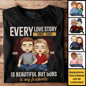 Notre histoire est ma préférée - T-shirt unisexe personnalisé, sweat à capuche, sweat-shirt - Cadeau pour couple, mari et femme, anniversaire, fiançailles, mariage, cadeau de mariage