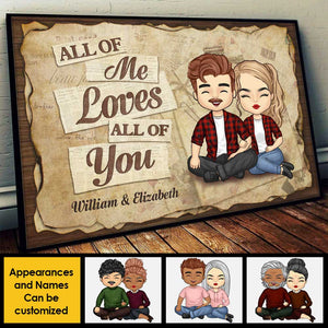 Je t'aime de tout mon cœur - Cadeau pour couple, mari et femme - Affiche horizontale personnalisée