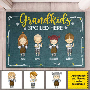 Petits-enfants gâtés ici - Tapis décoratif personnalisé - Cadeau pour couples, mari et femme