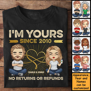 Aucun retour ni remboursement - T-shirt unisexe personnalisé, sweat à capuche, sweat-shirt - Cadeau pour couple, mari et femme, anniversaire, fiançailles, mariage, cadeau de mariage