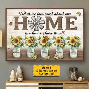 Ce que nous aimons le plus dans notre maison - Affiche horizontale personnalisée - Cadeau pour couple, mari et femme
