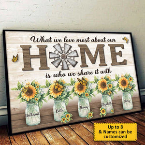 Ce que nous aimons le plus dans notre maison - Affiche horizontale personnalisée - Cadeau pour couple, mari et femme