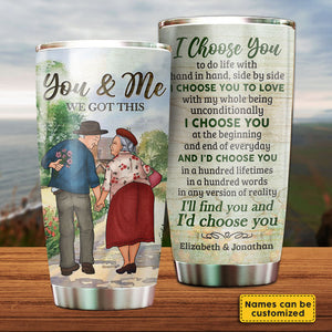 Je te choisis pour vivre avec toi - Verre personnalisé - Cadeau pour couple, mari et femme