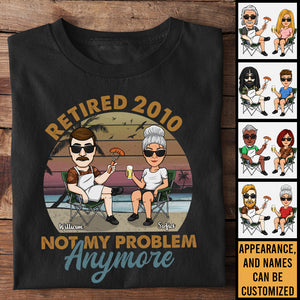 Ce n'est plus mon problème - T-shirt unisexe personnalisé, sweat à capuche, sweat-shirt - Cadeau pour couple, mari, femme, anniversaire, fiançailles, mariage, mariage, cadeau de camping