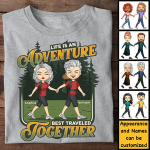 La vie est une aventure - T-shirt unisexe personnalisé, sweat à capuche, sweat-shirt - Cadeau pour couple, mari, femme, anniversaire, fiançailles, mariage, mariage, cadeau de camping