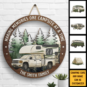Welcome To Our Campsite, The Best Memories Are Made Camping - Personalized Door Sign.