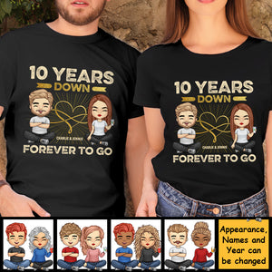 Many Years Down Forever To Go - Personalized Unisex T-Shirt, Hoodie, Sweatshirt - Gift For Couple, Husband Wife, Anniversary, Engagement, Wedding, Marriage Gift