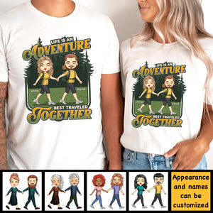 La vie est une aventure - T-shirt unisexe personnalisé, sweat à capuche, sweat-shirt - Cadeau pour couple, mari, femme, anniversaire, fiançailles, mariage, mariage, cadeau de camping