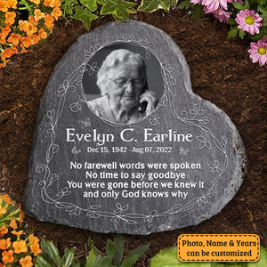 No Farewell Words Were Spoken No Time To Say Goodbye - Personalized Memorial Stone, Human Grave Marker - Upload Image, Memorial Gift, Sympathy Gift