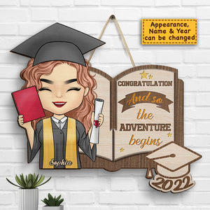 Alors l'aventure commence - Panneau en bois personnalisé - Cadeau de fin d'études