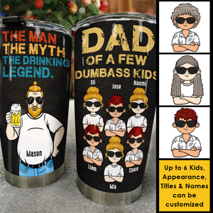 La légende de la boisson, papa d'enfants stupides - Cadeau pour papa, grand-père - Verre personnalisé