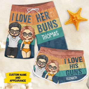 Short de plage personnalisé pour couple - Cadeau pour couple, mari et femme