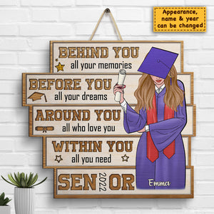 Avant toi, tous tes rêves - Panneau en bois personnalisé - Cadeau de fin d'études