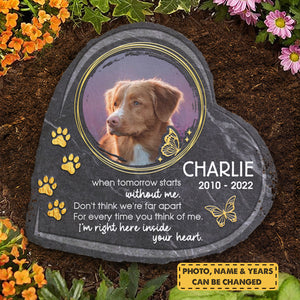 Ne pensez pas que nous sommes loin l'un de l'autre - Pierre commémorative personnalisée, pierre tombale pour animaux de compagnie - Télécharger une image, cadeau commémoratif, cadeau de condoléances