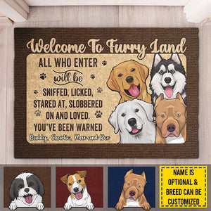 Bienvenue au pays des fourrures, vous avez été prévenu ! Tapis décoratif personnalisé ! Cadeau pour les amoureux des chiens, propriétaires de chiens, cadeau pour chien, cadeau pour les amoureux des animaux