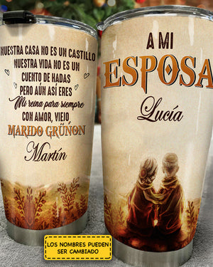 A Mi Esposa - Eres Mi Reina Para Siempre - Cadeau pour les couples, mari femme - Tumbler personnalisé espagnol