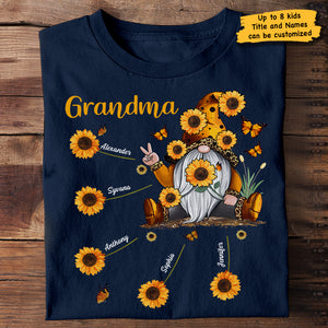 Grand-mère et enfants tournesols - Cadeau pour maman, grand-mère - T-shirt et sweat à capuche unisexe personnalisé