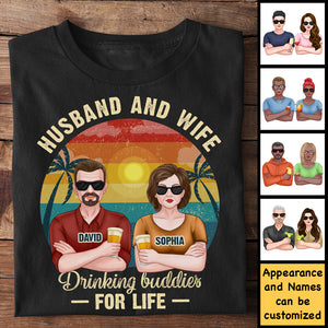 Mari et femme, amis de beuverie pour la vie - Cadeau pour couple, mari et femme - T-shirt et sweat à capuche personnalisés