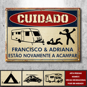 Os Campistas Bêbados Estão Acampando Novamente - Panneau métallique de camping personnalisé portugais