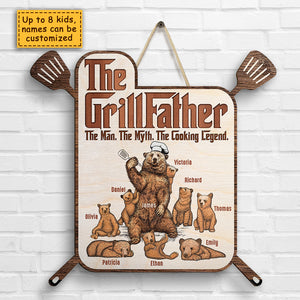 Grillfather, la légende de la cuisine - Panneau en bois personnalisé - Cadeau pour papa