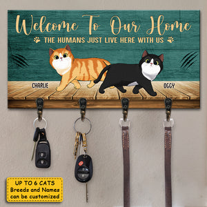Bienvenue chez moi, les humains vivent simplement ici avec nous - Porte-clés personnalisé, porte-clés