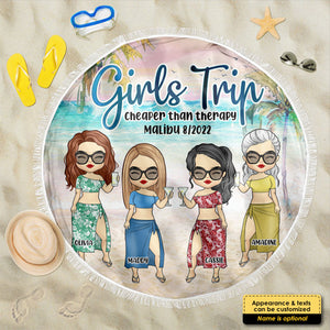Voyage entre filles : la plage nous appelle et nous devons y aller - Cadeau pour meilleure amie, serviette de plage ronde personnalisée