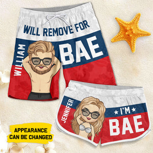 Short de plage personnalisé pour couple - Cadeau pour couple, mari et femme