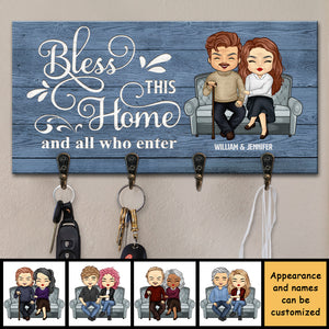 Bénissez cette maison et tous ceux qui y entrent ! Porte-clés personnalisé, porte-clés, cadeau pour couples, mari et femme