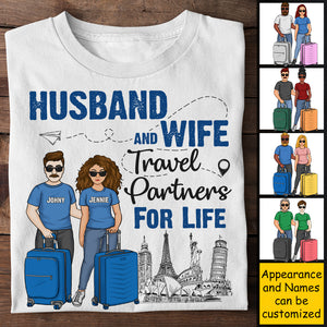 Husband And Wife Travel Partners - Personalized Unisex T-shirt, Hoodie - Gift For Couples, Husband Wife