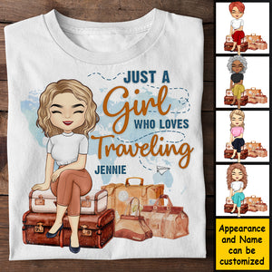 Juste une fille qui aime voyager - T-shirt et sweat à capuche unisexe personnalisé - Cadeau pour meilleure amie