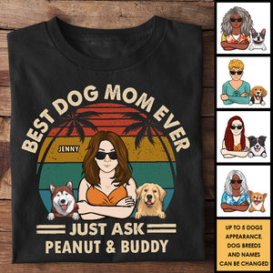 Meilleure maman de chien, demandez-lui simplement ! T-shirt et sweat à capuche unisexe personnalisé ! Cadeau pour les amoureux des animaux