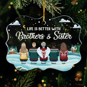 La vie est meilleure avec ses frères et sœurs - Décoration de Noël personnalisée en acrylique en forme de Benelux - Cadeau pour frères et sœurs, cadeau de Noël