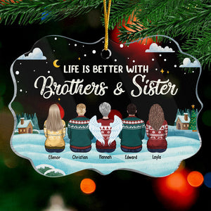 La vie est meilleure avec ses frères et sœurs - Décoration de Noël personnalisée en acrylique en forme de Benelux - Cadeau pour frères et sœurs, cadeau de Noël