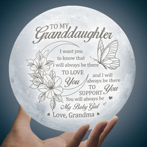 I Will Always Be There To Support You - Moon Lamp - To My Granddaughter, Gift For Granddaughter, Granddaughter Gift From Grandma, Birthday Gift For Granddaughter, Christmas Gift