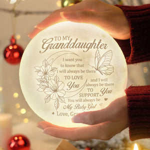 I Will Always Be There To Support You - Moon Lamp - To My Granddaughter, Gift For Granddaughter, Granddaughter Gift From Grandma, Birthday Gift For Granddaughter, Christmas Gift