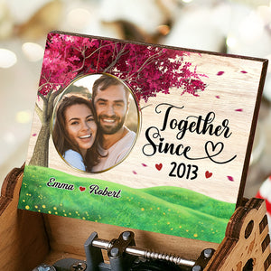 3.7" Custom Photo Love You Till We're Old And Gray - Couple Personalized Custom Music Box - Gift For Husband Wife, Anniversary