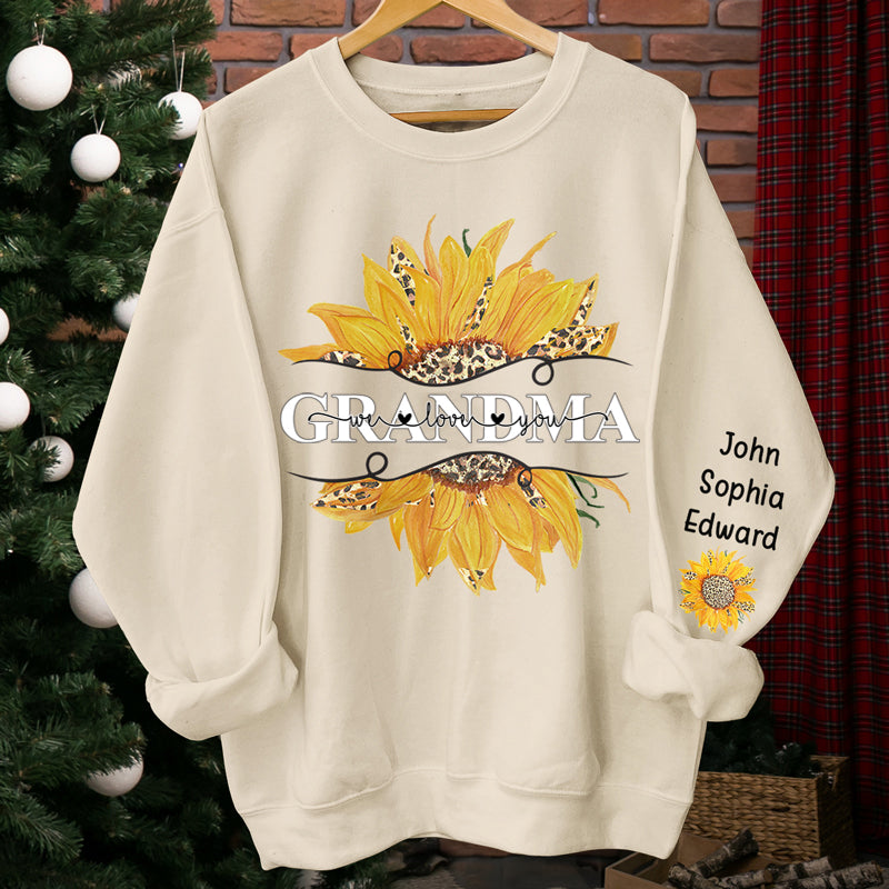 J'aime ma grand-mère - Sweat-shirt unisexe personnalisé avec motif sur la manche - Cadeau de Noël pour grand-mère