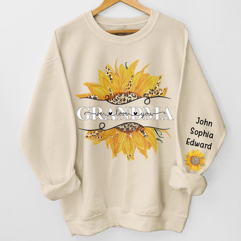 J'aime ma grand-mère - Sweat-shirt unisexe personnalisé avec motif sur la manche - Cadeau de Noël pour grand-mère