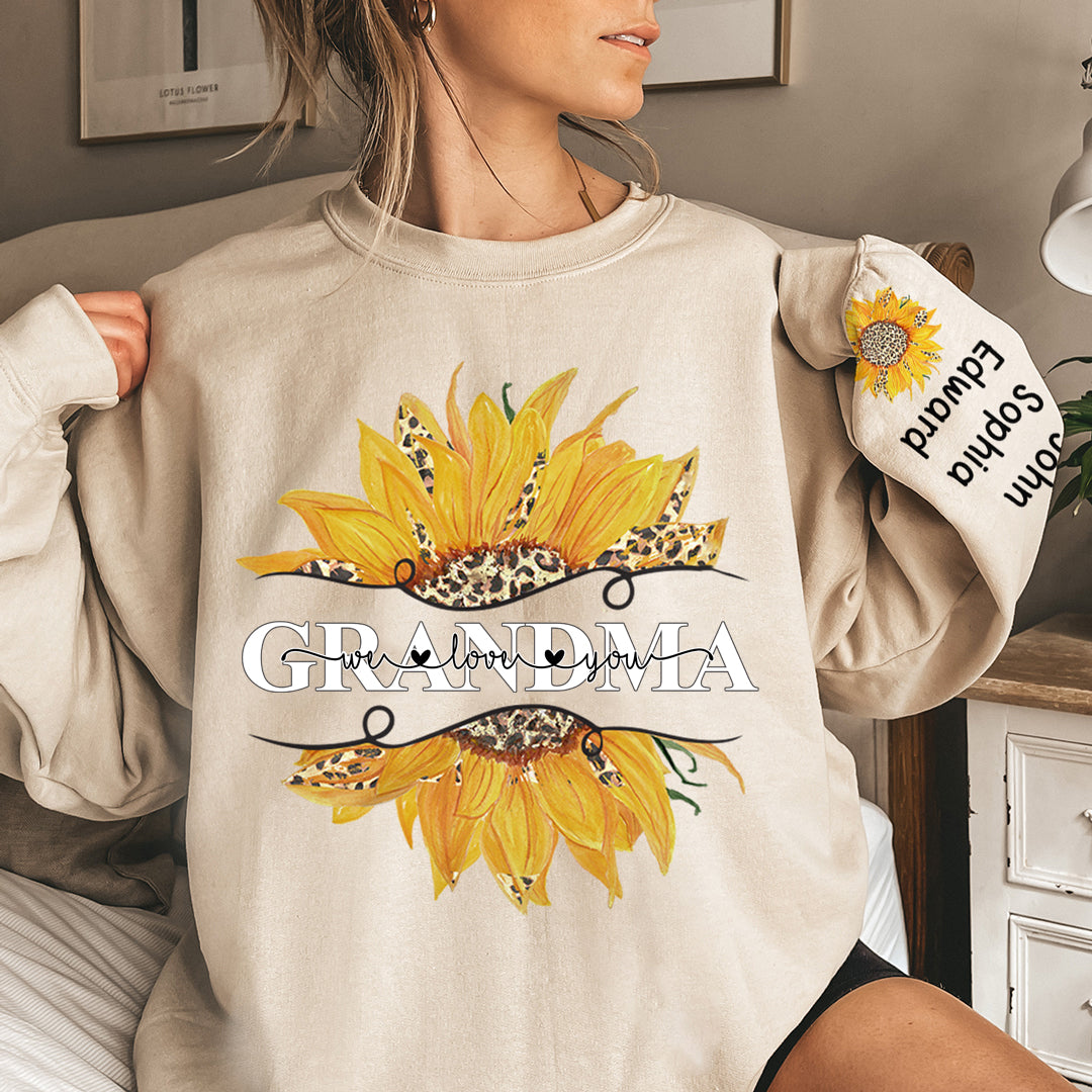 J'aime ma grand-mère - Sweat-shirt unisexe personnalisé avec motif sur la manche - Cadeau de Noël pour grand-mère
