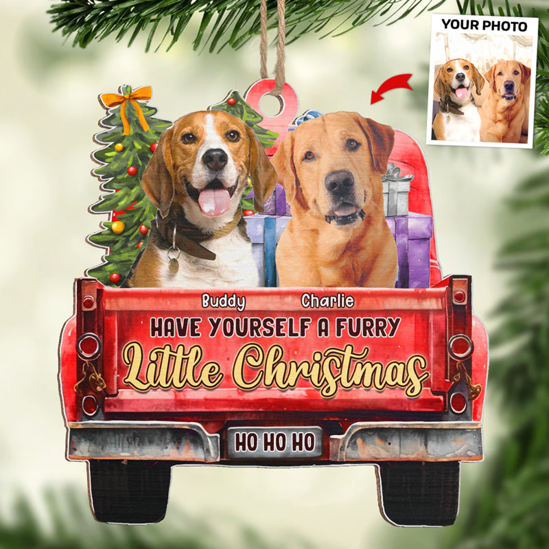 Photo personnalisée : Passez un Noël tout doux - Décoration personnalisée pour chien et chat - En forme de voiture en bois - Cadeau de Noël pour les propriétaires et les amoureux des animaux