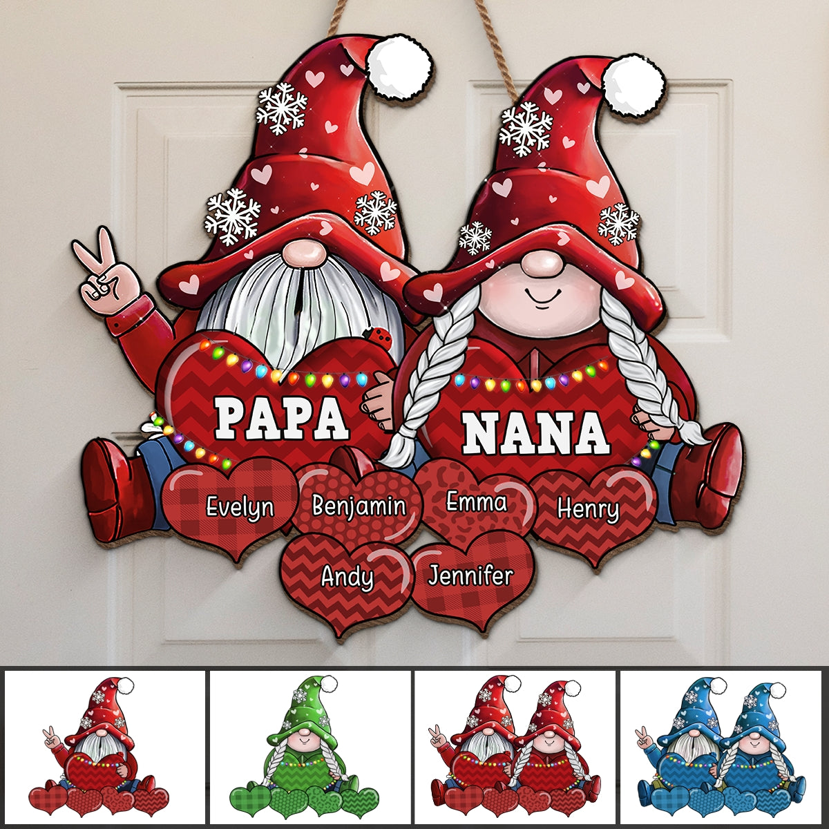 La famille, c'est Noël ! - Panneau en bois personnalisé pour décoration d'intérieur - Cadeau de pendaison de crémaillère, cadeau de Noël pour grand-mère et grand-père