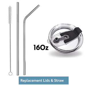 Ensemble comprenant 1 couvercle de rechange, 2 pailles et 1 brosse de nettoyage - Couvercle sans BPA, pailles en acier inoxydable avec brosse de nettoyage - Accessoires réutilisables pour gobelet isotherme
