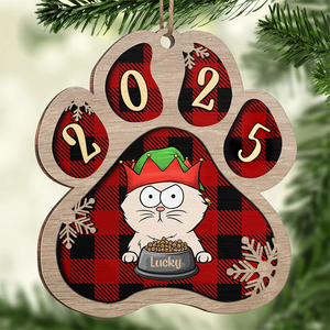 Joyeux Pawlidays - Ornement personnalisé en forme de patte de chat en bois - Cadeau de Noël pour les propriétaires et les amoureux des animaux