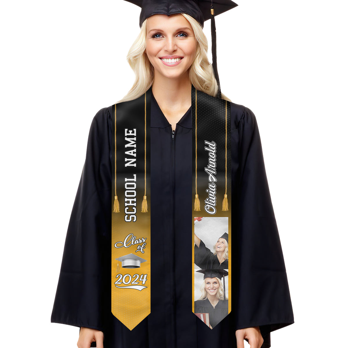 Promotion 2024 - Étole de remise de diplôme personnalisée - Télécharger une image, cadeau de remise de diplôme