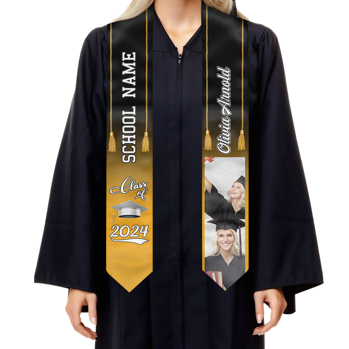 Promotion 2024 - Étole de remise de diplôme personnalisée - Télécharger une image, cadeau de remise de diplôme