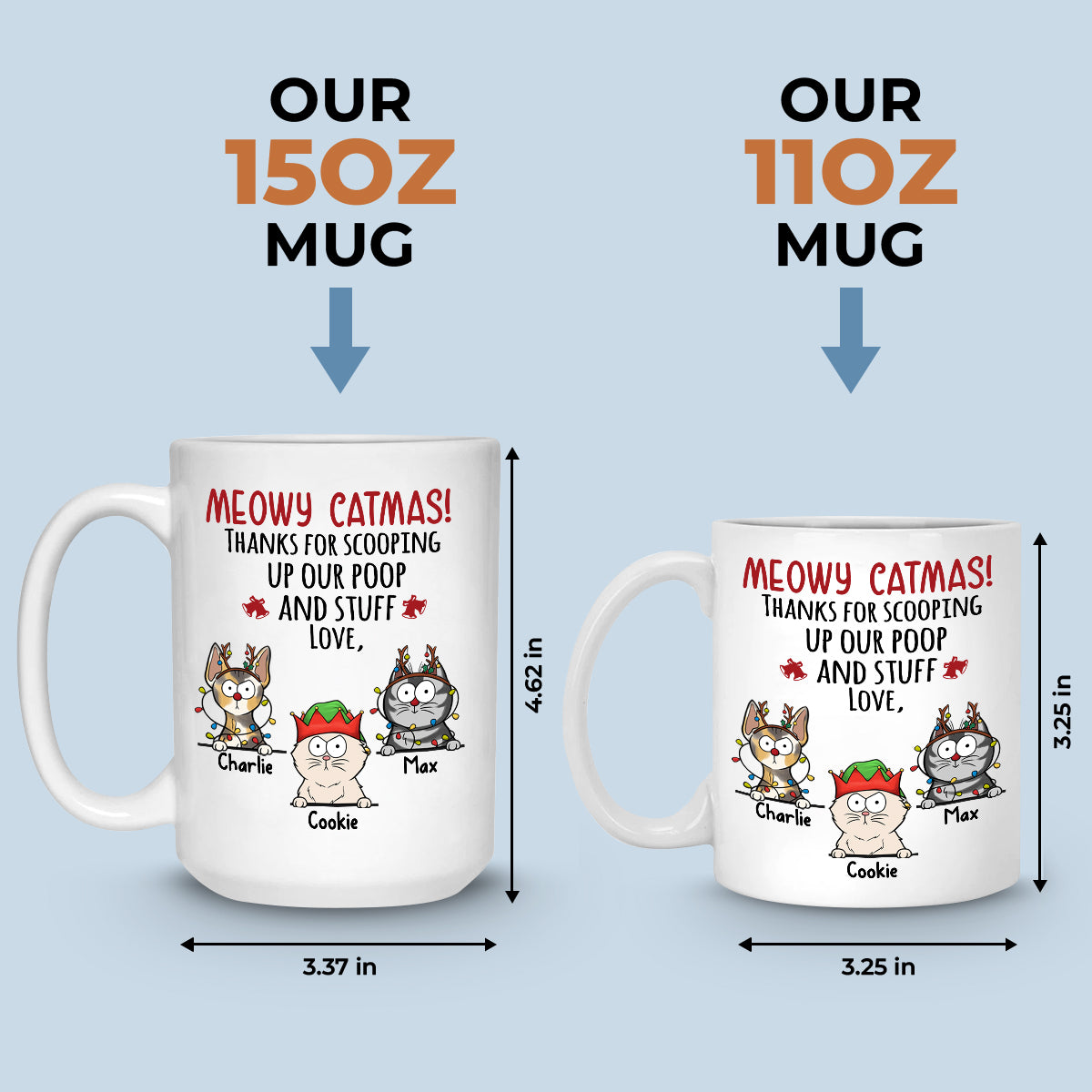 Meowy Catmas - Mug personnalisé chat - Cadeau de Noël pour propriétaires et amoureux des animaux